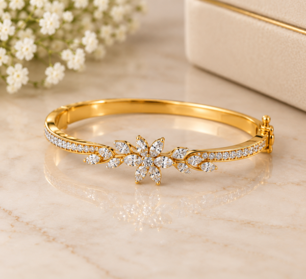 Royal Floral Diamond Bangle