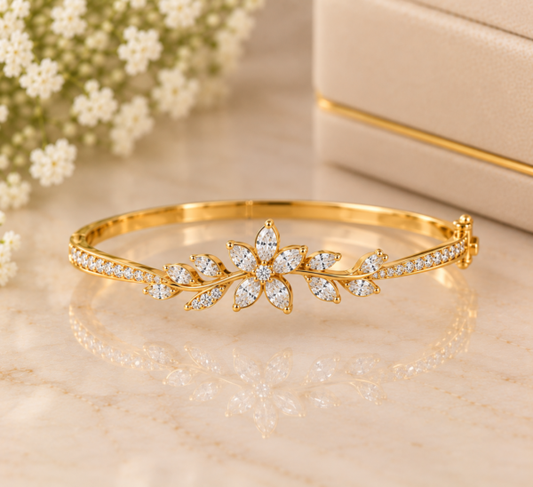 Royal Floral Diamond Bangle