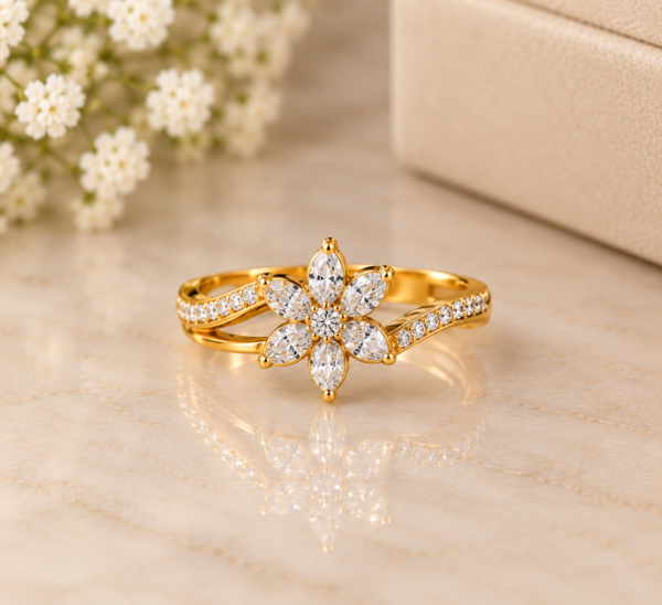 Floral Diamond Statement Ring